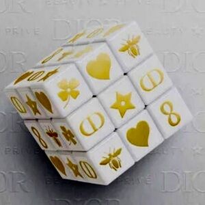 Dior White Rubik’s Cube Puzzle Plastic Gold Motifs New Authentic